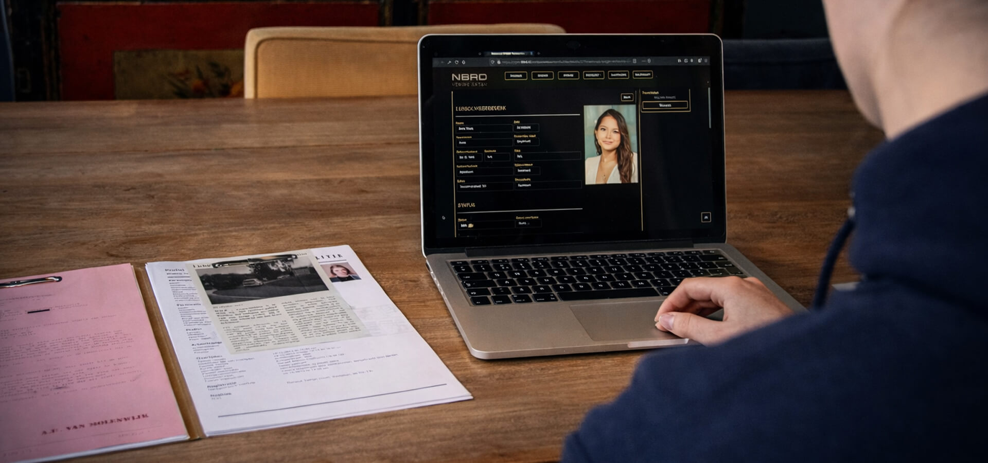Crime board met foto's en aanwijzingen